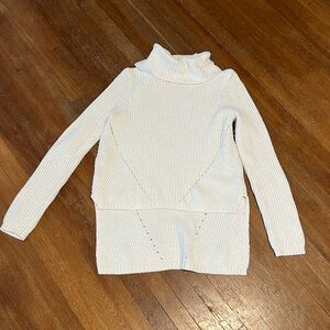 Anthropologie Moth Cotton Wool Blend White Turtleneck Sweater